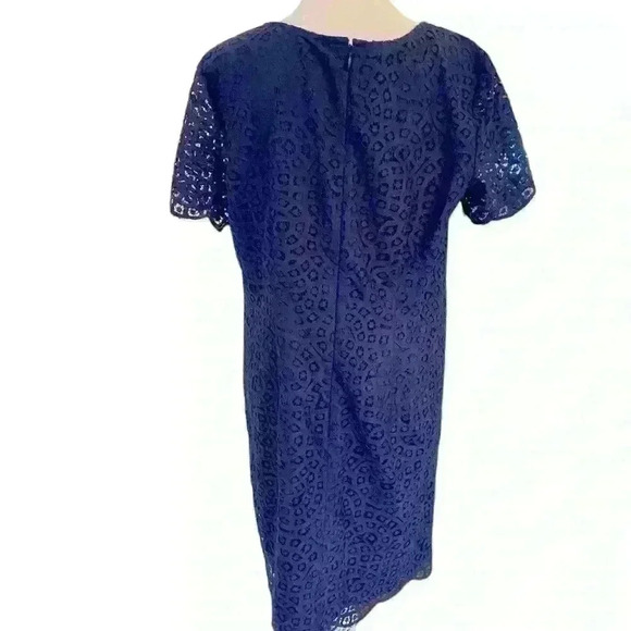 Ann Taylor Shift Dress Lace Overlay Size 10 Navy Oversized Career Dinner classic - Picture 2 of 8
